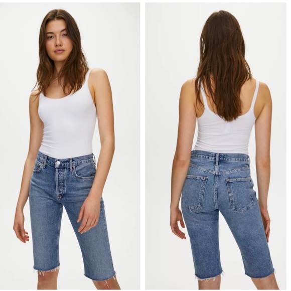 Agolde Pants - AGOLDE Carrie Loose Fit Knee Length Denim Shorts in FOREFIT WASH, SIZE 26